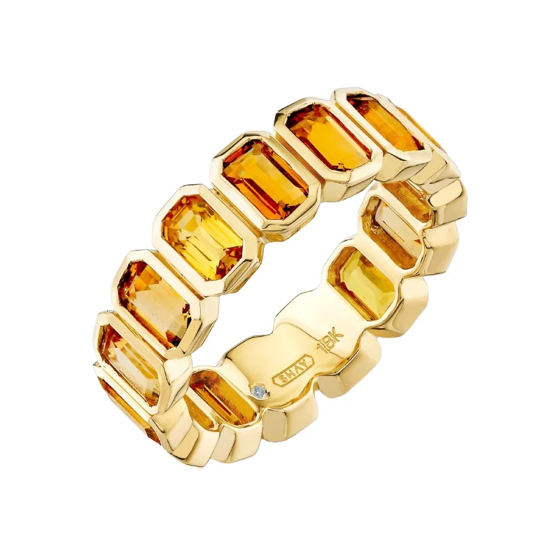 women custom rings for women -READY TO SHIP YELLOW SAPPHIRE & CITRINE BEZEL ETERNITY BAND