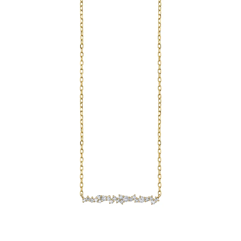 women oversized necklaces -Gold & Diamond Small Cocktail Bar Necklace