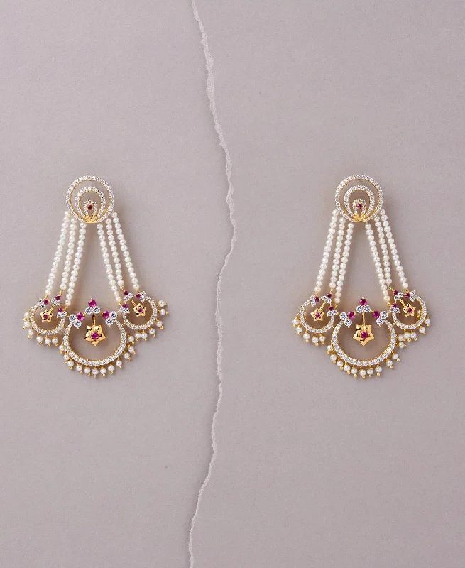 women drop stud earrings -Regal Pearl and Stone Jhumka