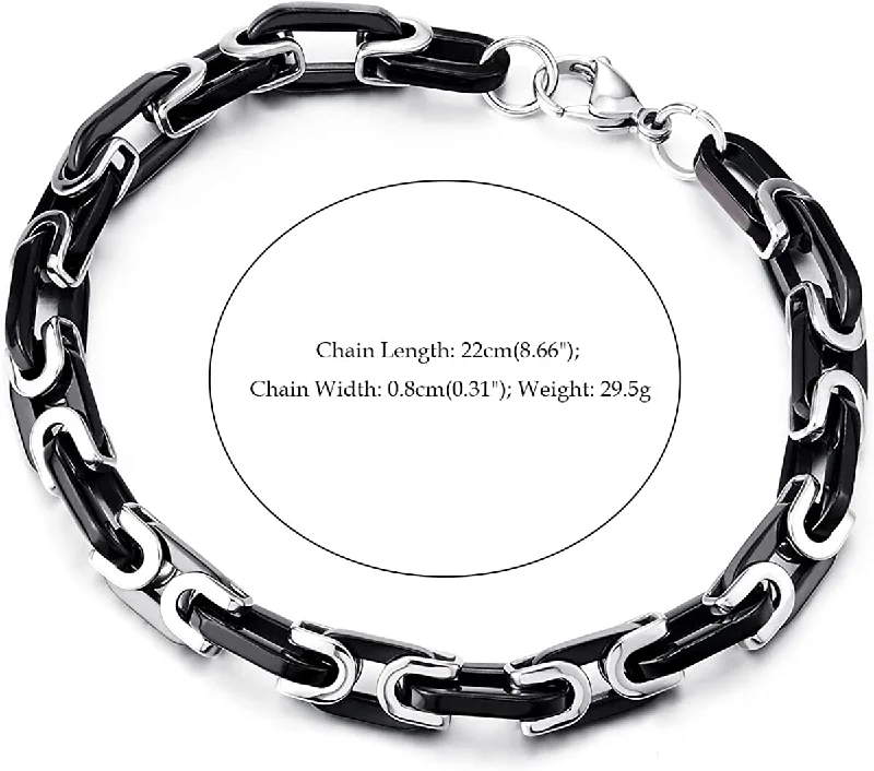 women oval bangles -Mens Women New Stainless Steel Braided Link Bracelet Silver Black Two-Tone Polished