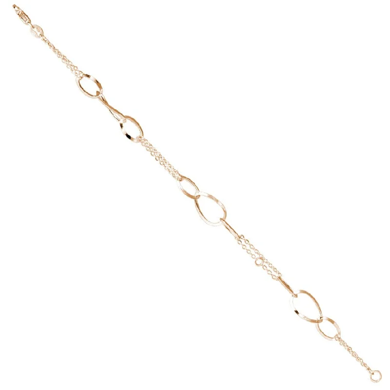 women pearl bracelets -Circle and Chain Design Bracelet - 14kt Yellow Gold