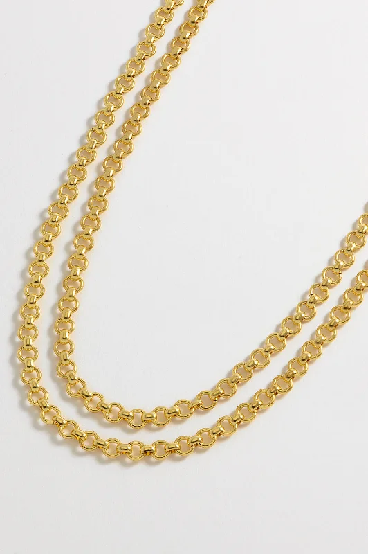 women fancy necklaces -Chunky Double Chain T-Bar Necklace