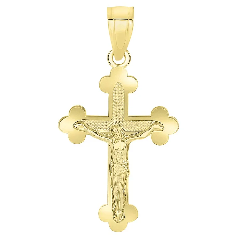 women adjustable necklaces -14k Yellow Gold Eastern Orthodox Cross Crucifix Charm Pendant