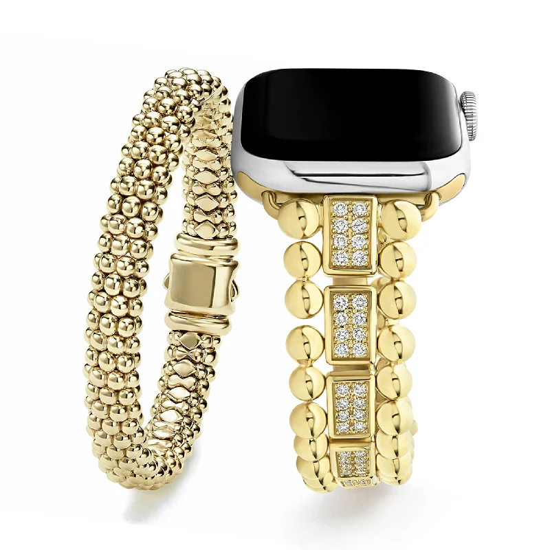 women leather bangles -18K Gold Diamond Smart Caviar Bracelet Gift Set