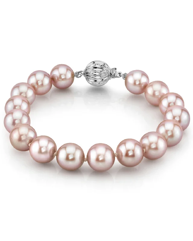 women luxury bracelets -9.5-10.5mm Pink Freshwater Pearl Bracelet - AAAA Quality