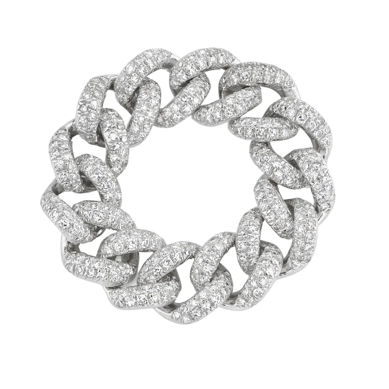 women designer rings -READY TO SHIP DIAMOND MEDIUM PAVE LINK RING