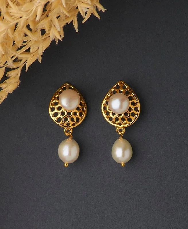 women colorful earrings -Trendy Pearl Hanging Earring