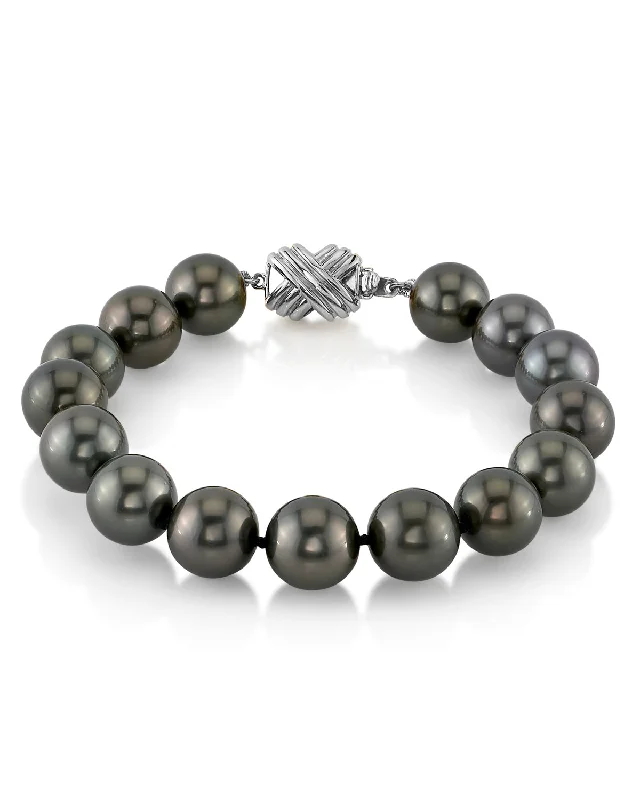 women infinity bracelets -Tahitian True Round Pearl Bracelet, 10.0-11.0mm - AAAA Quality