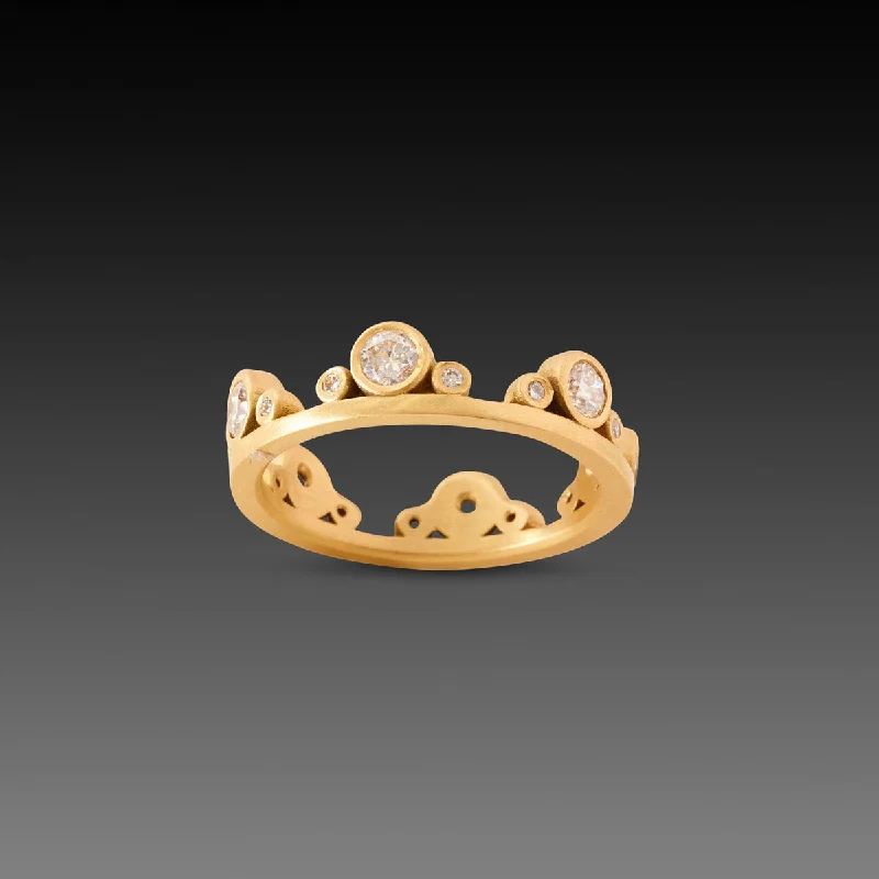 women stack rings -Large Gold Side Trios Band with Diamonds