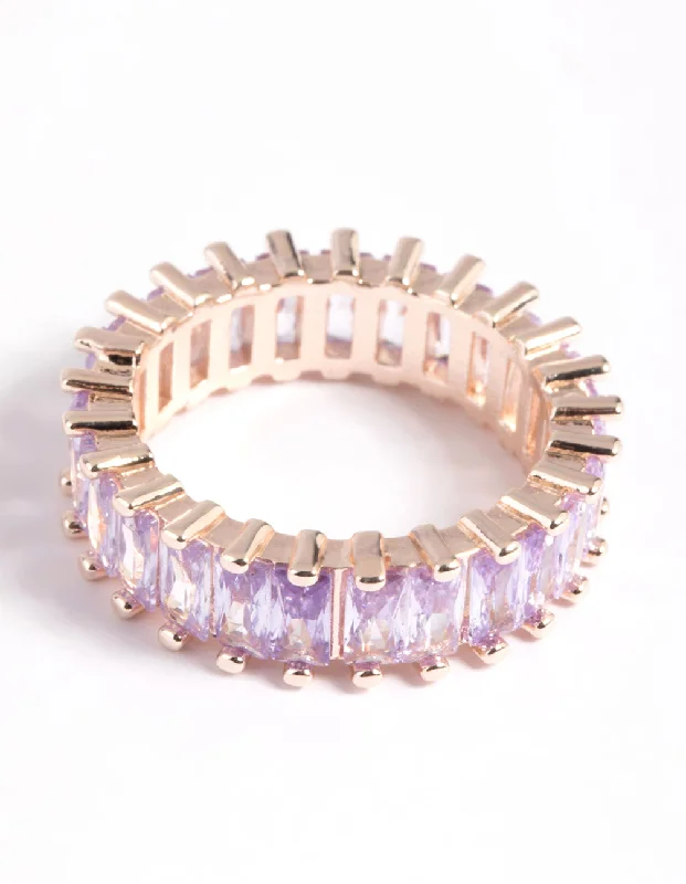 women vintage-style engagement rings -Rose Gold Lilac Cubic Zirconia Ring