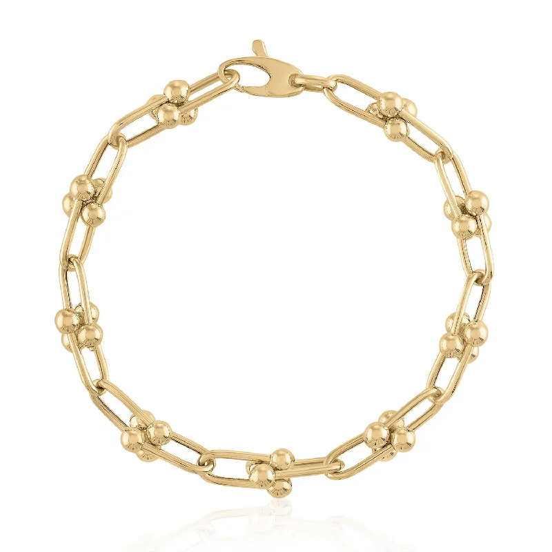 women art deco bracelets -Gold Pinball U-Link Bracelet