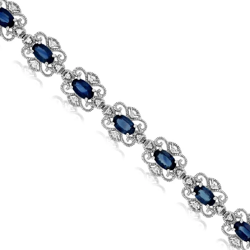 women large bangles -Sapphire and Diamond Vintage Style Bracelet