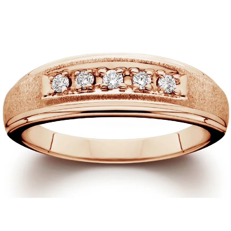 women trendy engagement rings -Mens Diamond Ring 14K Rose Gold