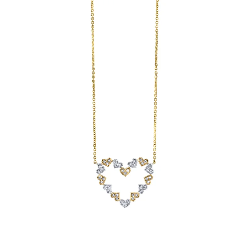 women stylish necklaces -Two-Tone Gold & Diamond Heart Necklace