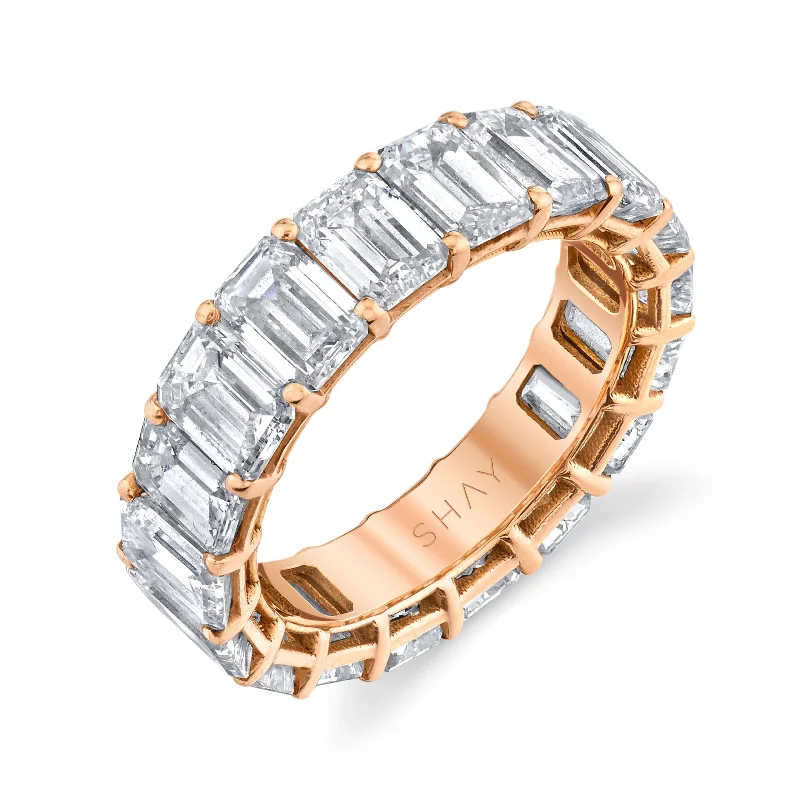 women handmade rings -READY TO SHIP DIAMOND EMERALD CUT ETERNITY RING, 8cts