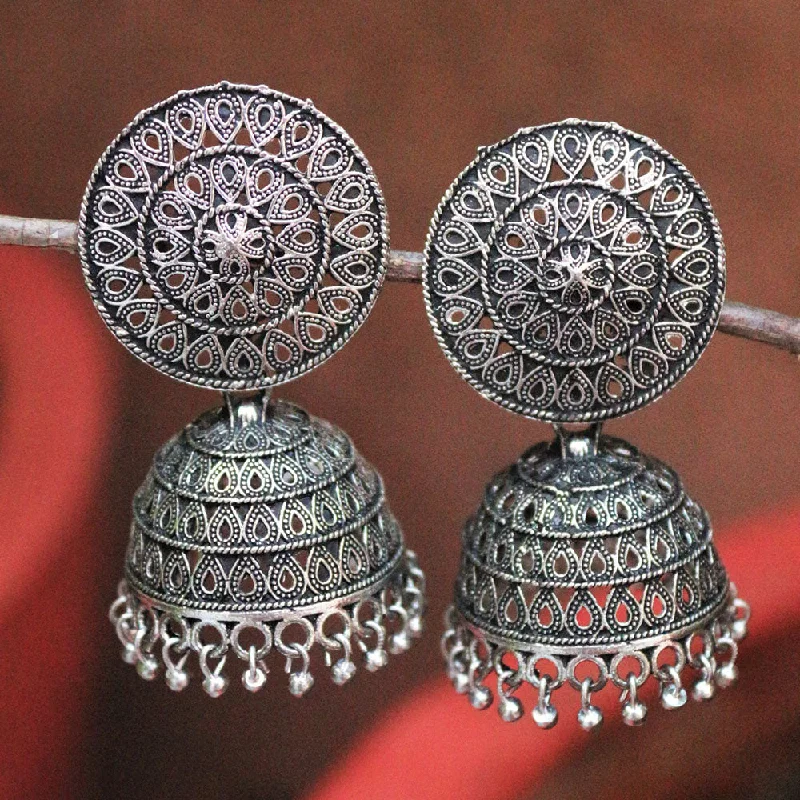 women luxury earrings -H K Fashion Oxidised Plated Jhumki Earrings