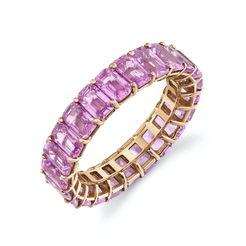 women affordable engagement rings -READY TO SHIP PINK SAPPHIRE ETERNITY BAND