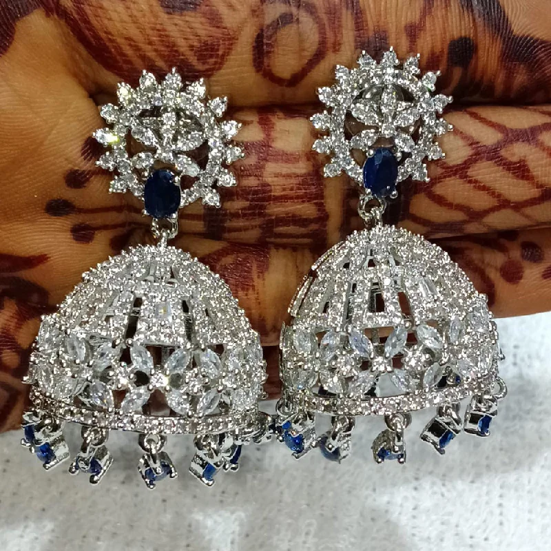 women trendy hoop earrings -Kavita Art Silver Plated American Diamond Jhumki