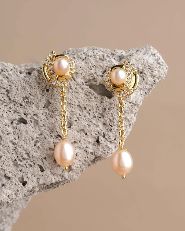 women vintage diamond earrings -Kosavasin -Golden Sands Delight Pearl Earring