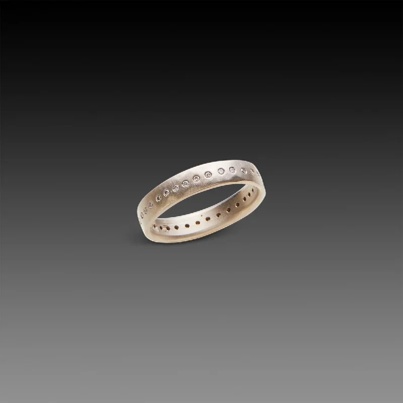 women pear-shaped rings -Diamond Line Band in White Gold