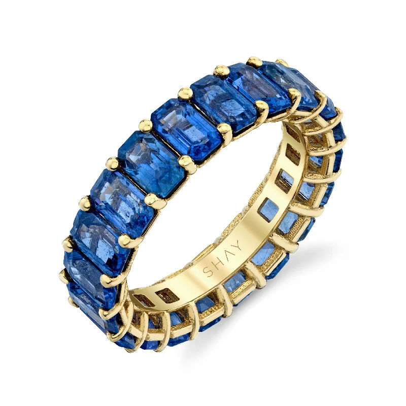 women personalized rings -BLUE SAPPHIRE ETERNITY BAND