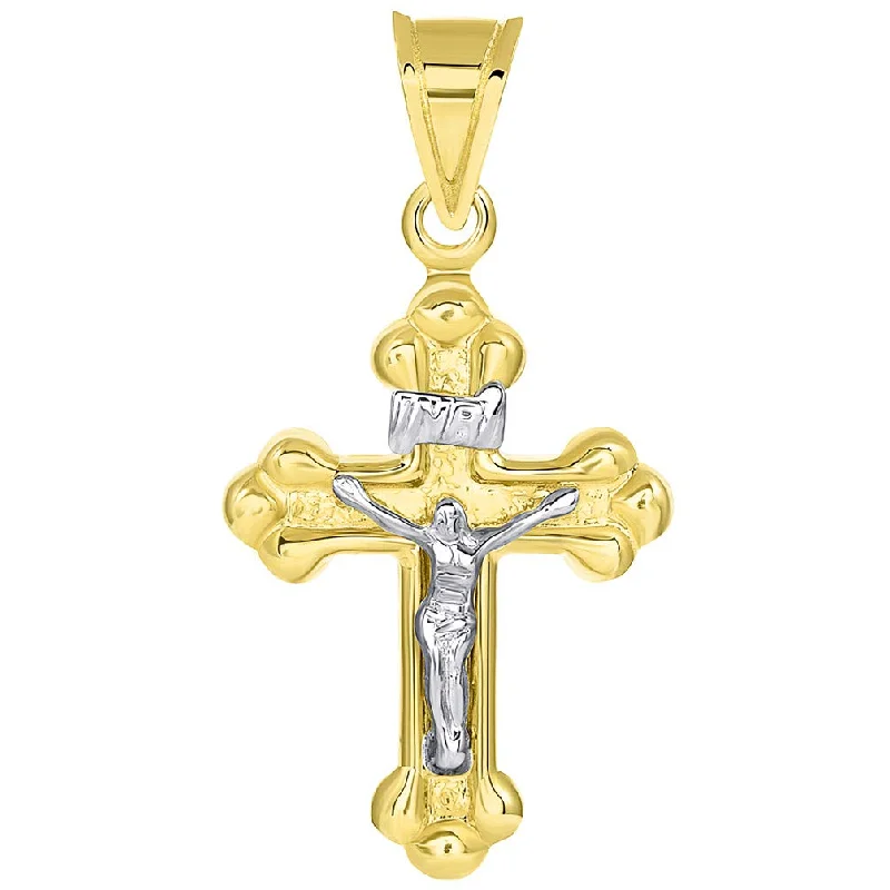 women vintage necklaces -14k Two-Tone Gold Christian INRI Cross Crucifix with Jesus Pendant