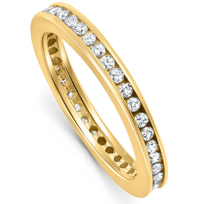 women trendy engagement rings -1/2Ct TW Channel Set Lab Grown Diamond Eternity Wedding Stackable Ring 14k Gold