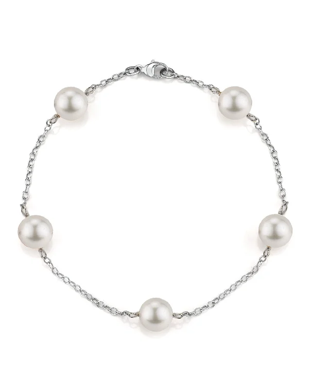 women fashion bangles -Japanese Akoya White Pearl Tincup Bracelet