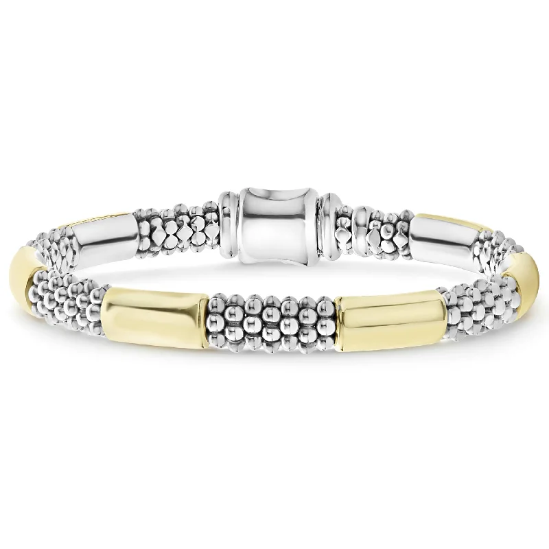 women adjustable bangles -High Bar Two-Tone Station Caviar Bracelet | 6mm