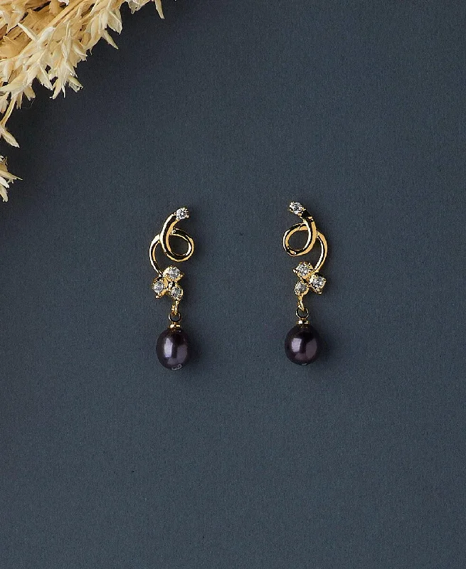 women zodiac earrings -Pretty hanging drop pearl Earring