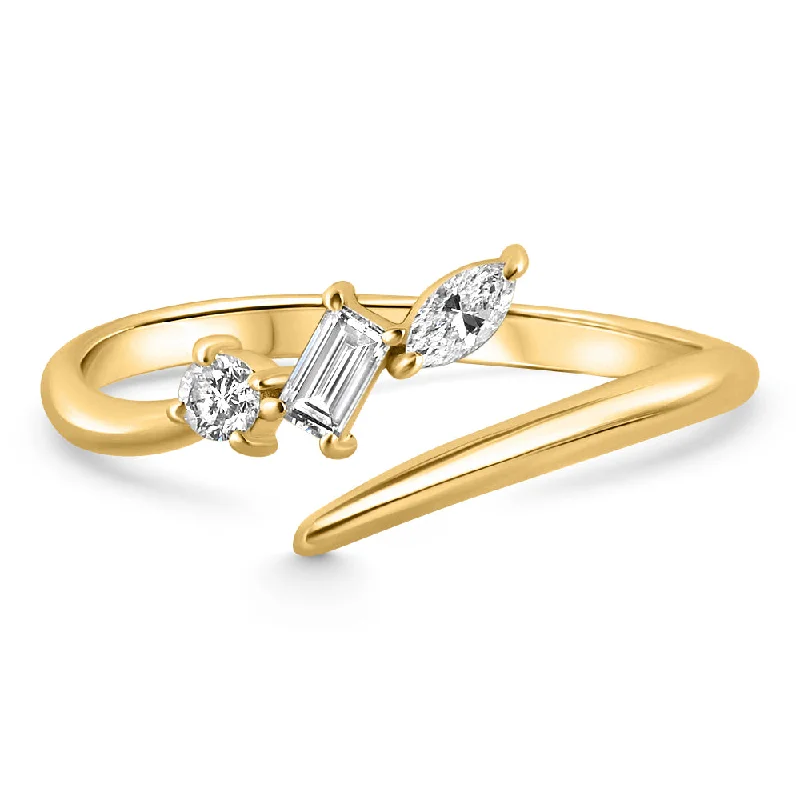 women white sapphire engagement rings -1/4Ct Fancy Multi Shape Diamond Ring Stackable Band 14k Gold Lab Grown