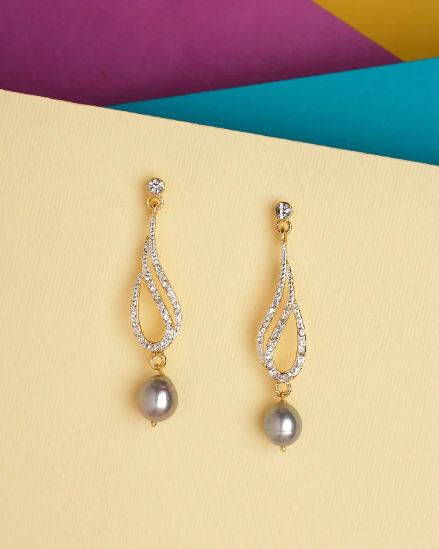 women gold drop earrings -Pearl Essence Dangler Earrings