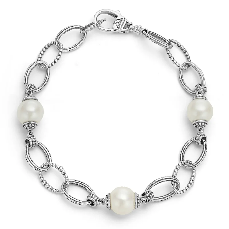 women personalized bracelets -Luna Caviar Pearl Link Bracelet