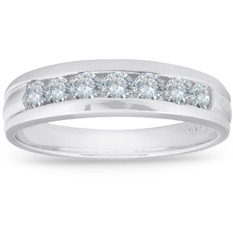 women diamond band engagement rings -5/8ct Diamond Wedding 14K White Gold Anniversary Ring