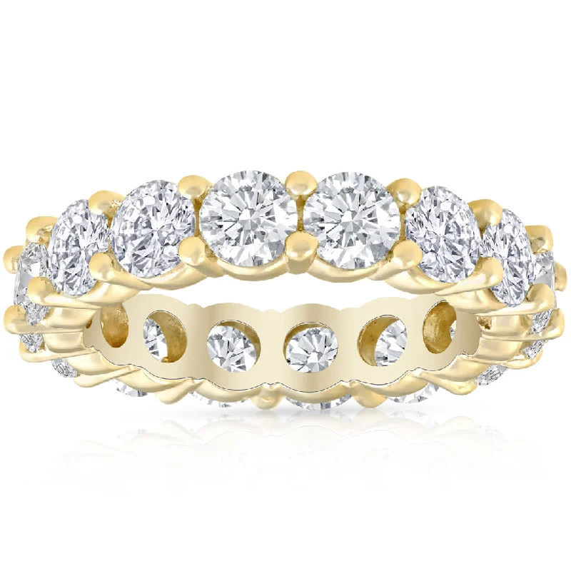 women sapphire solitaire engagement rings -4 Carat Diamond Eternity Ring 14K Yellow Gold