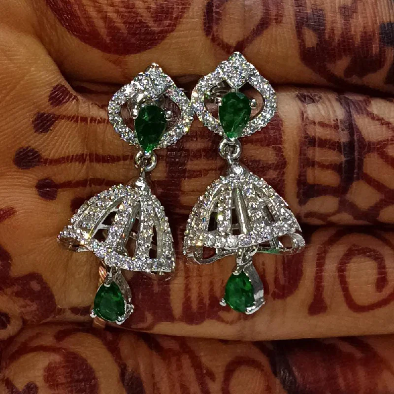 women designer earrings -Kavita Art Silver Plated American Diamond Jhumki