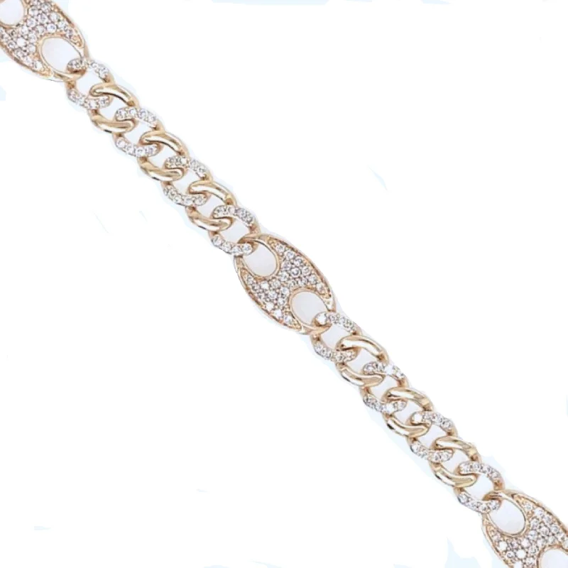 women custom engraved bangles -Diamond Cuban Link Style Bracelet