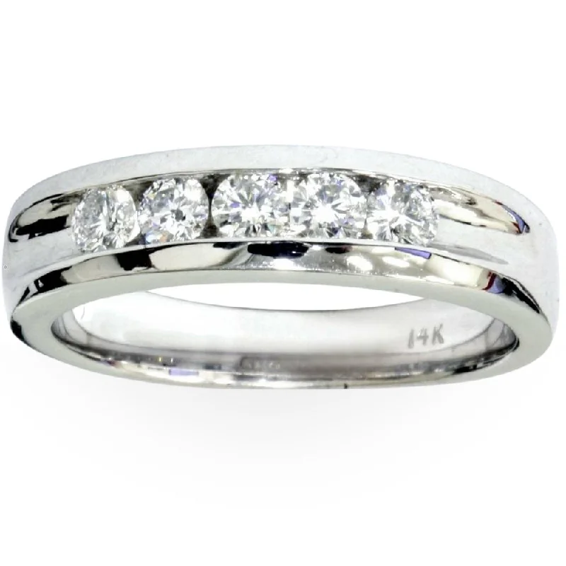 women alternative engagement rings -Mens 3/4ct Diamond White Gold Wedding Ring Band New