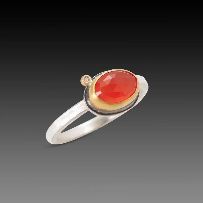 women vintage wedding bands -Oval Carnelian Ring