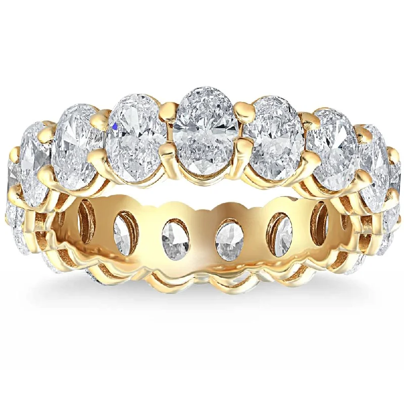 women custom engagement rings -6 Ct TW Oval Cut Moissanite Eternity Ring 14k Yellow Gold Womens Wedding Band