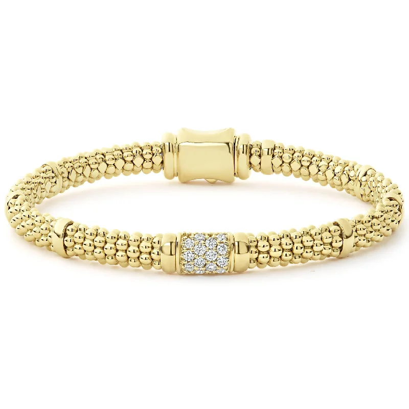 women cuff bracelets -Caviar Gold 18K Gold Diamond Bracelet | 6mm