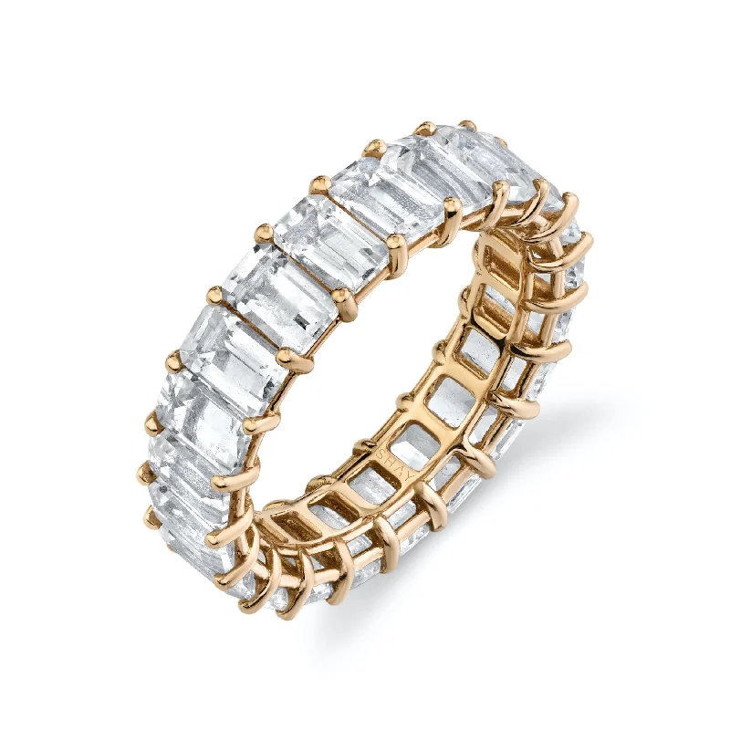 women men’s rings -READY TO SHIP WHITE TOPAZ ETERNITY BAND