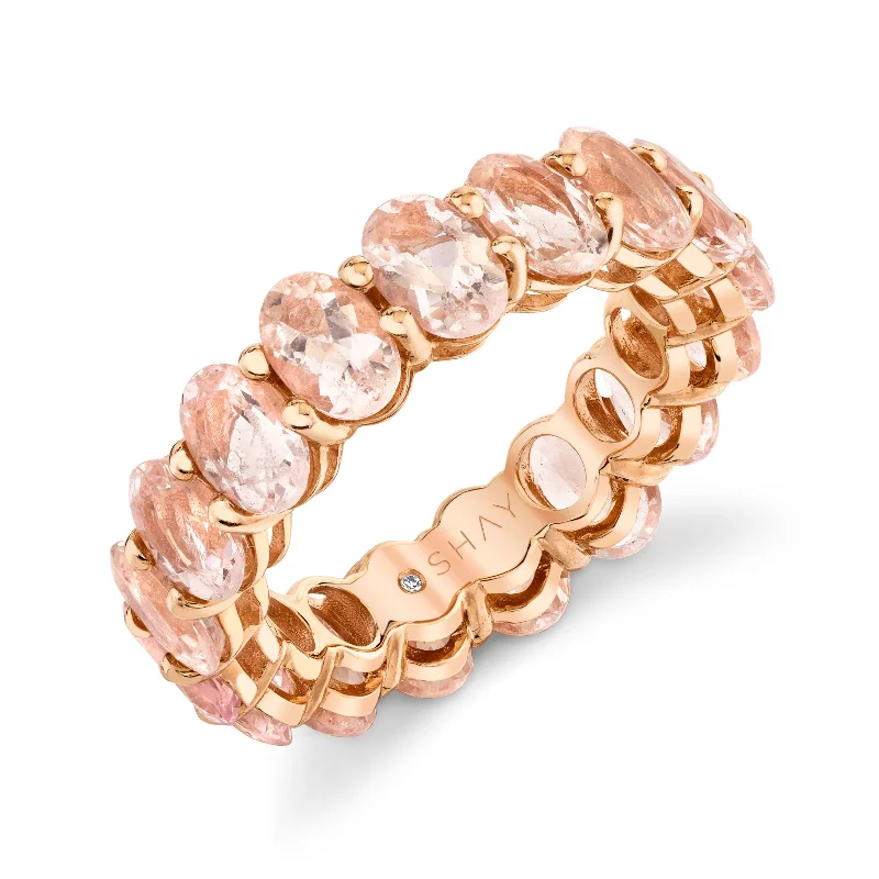 women modern wedding rings -MORGANITE OVAL ETERNITY BAND