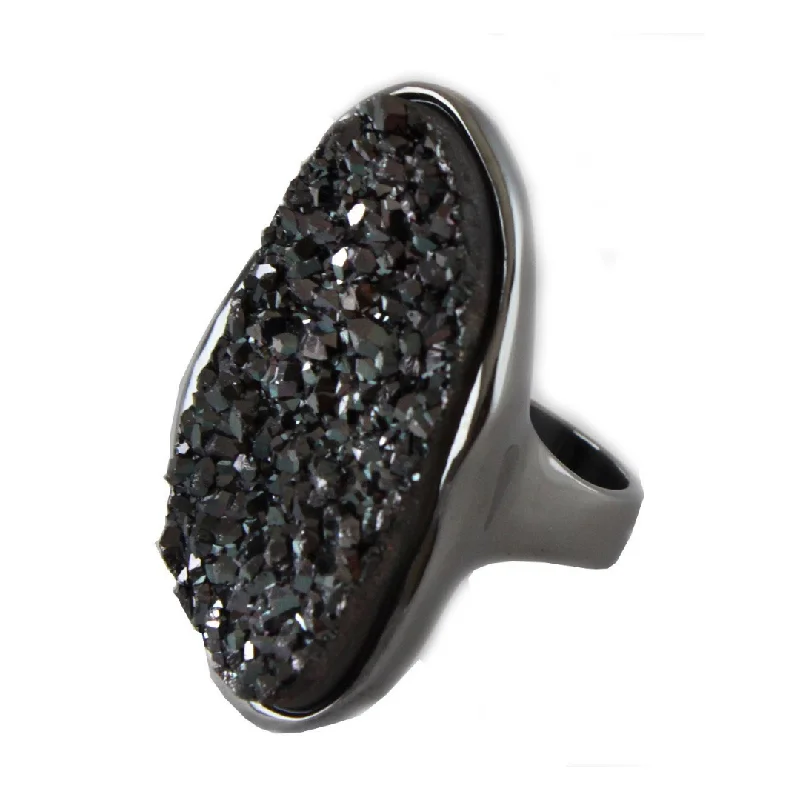 Black Druzy with Gun Metal