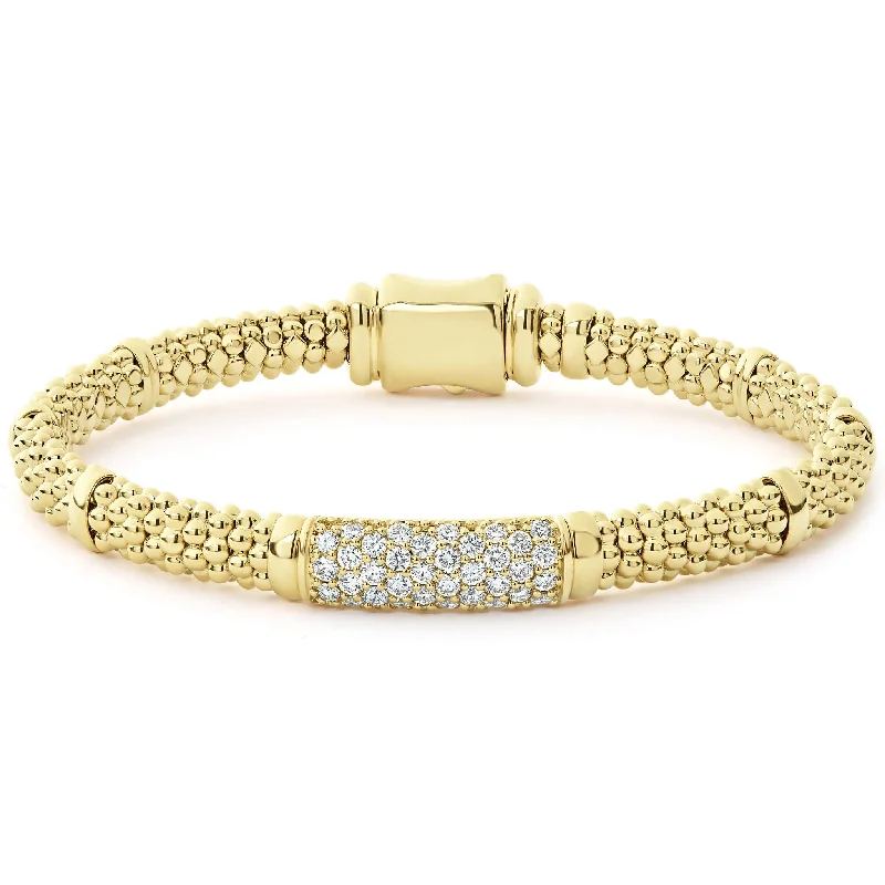 women silver bangles sets -Caviar Gold 18K Gold Diamond Bracelet | 6mm