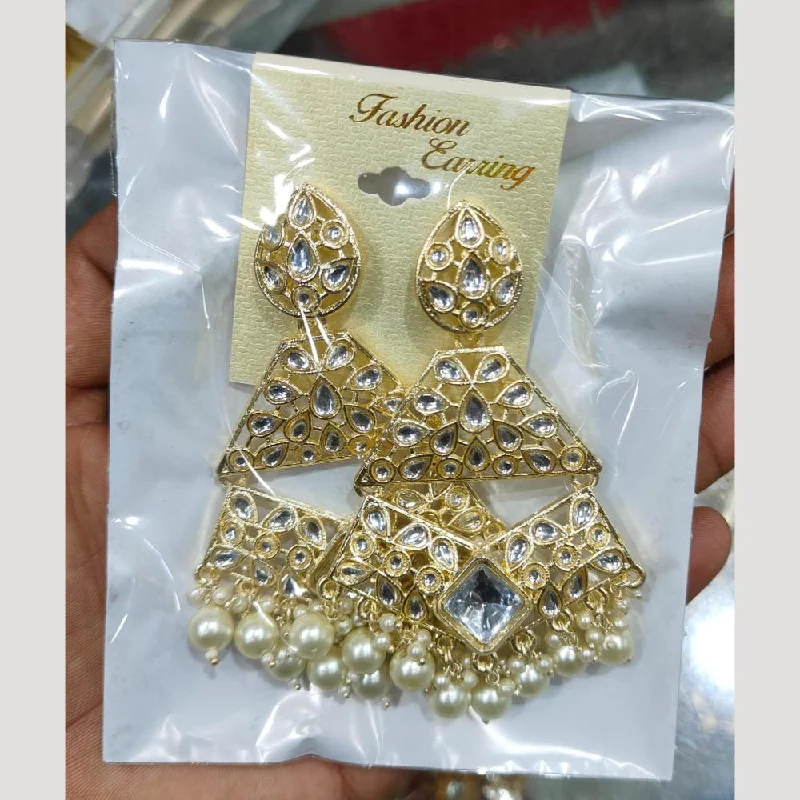 women cute stud earrings -Manisha Jewellery Gold Plated Kundan Stone And Pearls Dangler Earrings