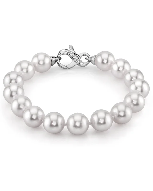 women smooth bangles -White South Sea Pearl Bracelet, 10.0-11.0mm