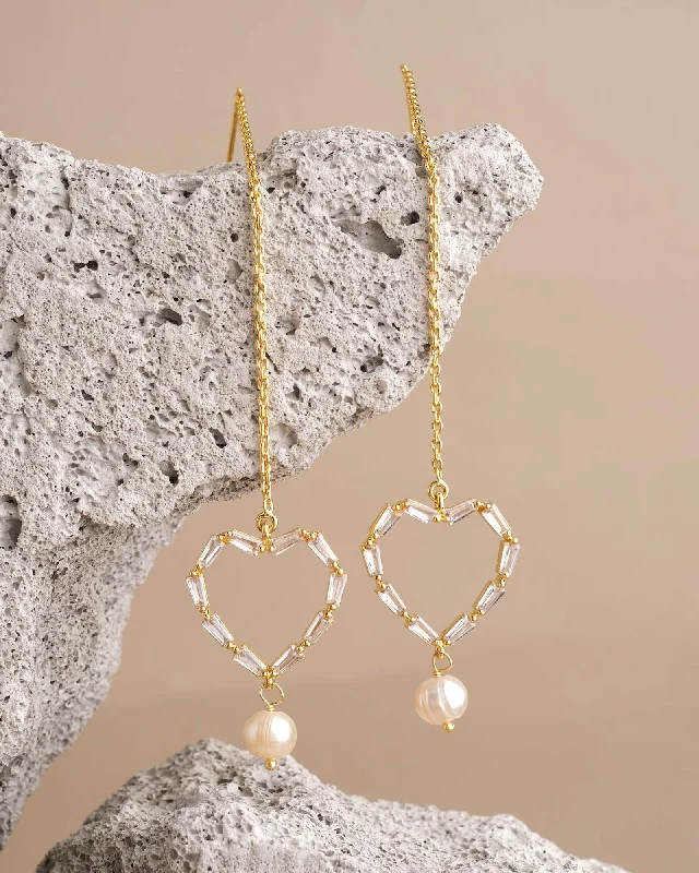 women silver drop earrings -Hridayanuga - Sound Of The Heart Pearl Earring