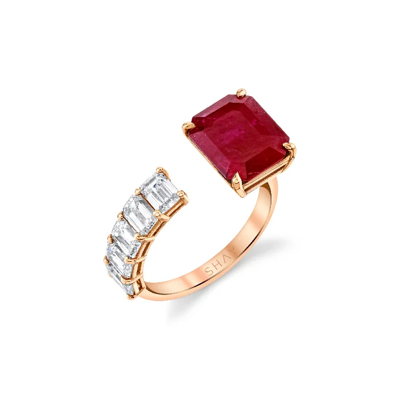 women minimalist rings -READY TO SHIP FLOATING RUBY & DIAMOND RING