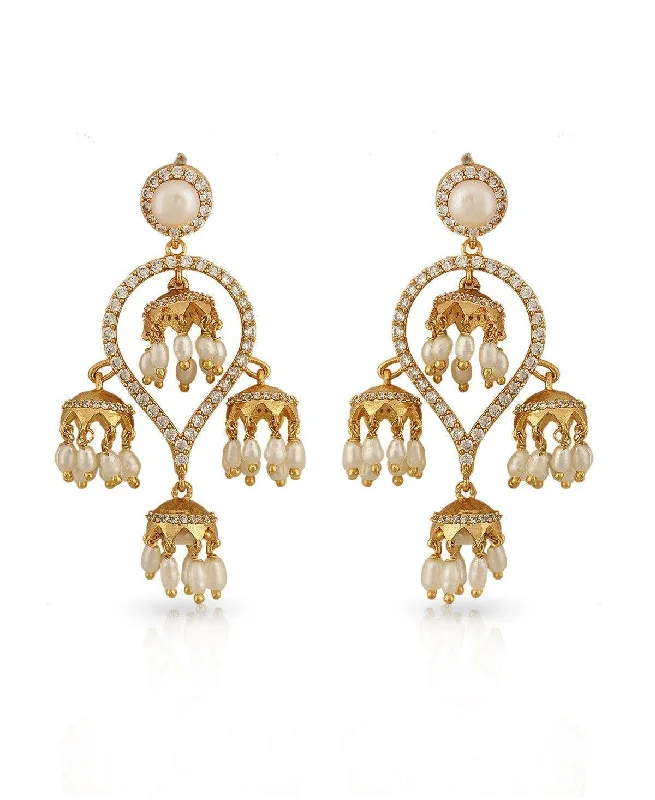 women gold-plated earrings -Trendy Pearl Earring